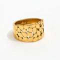 High End 18K PVD Gold Plated Hollow Leaf Band Ring Stainless Steel Women Tarnish Free Jewelry