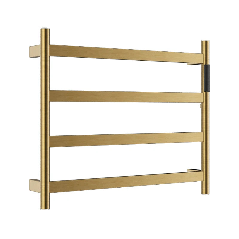 Hot Sales Modern Stainless Steel Brushed Gold Towel Warmer Wall Mounted Plug-in Bathroom Electric Heated Drying Rack Built-in