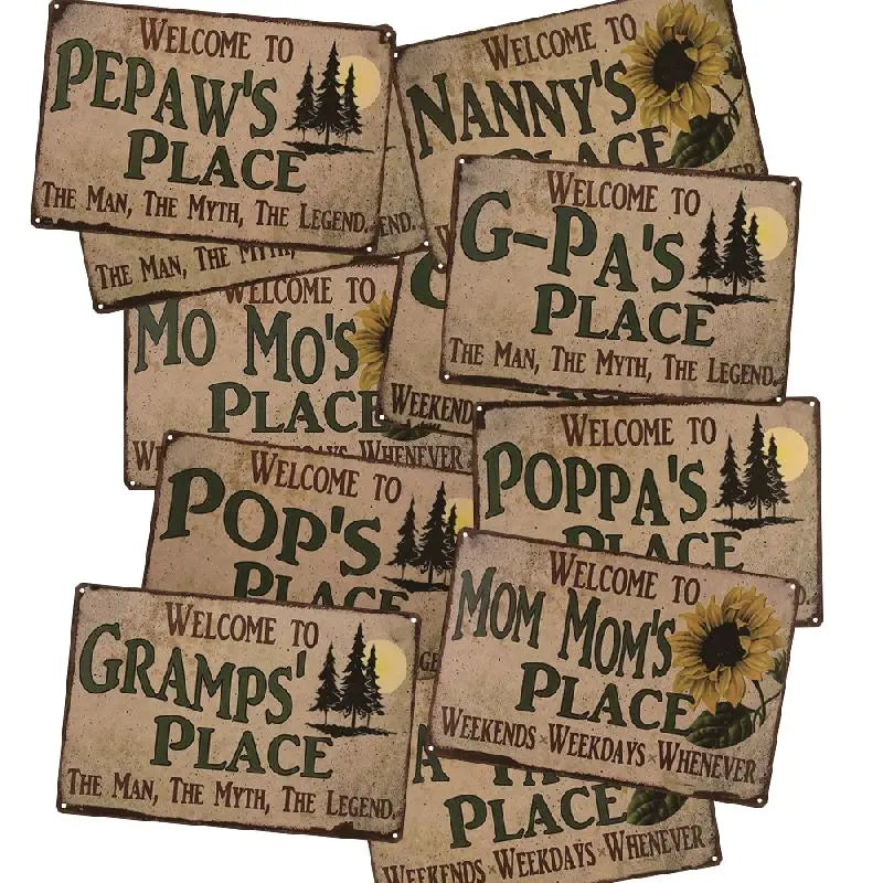 Vintage Metal Sign With Sunflower Saying Welcome to Place Weekends Weekdays Whenever Decorative Fun Universal Household Sign