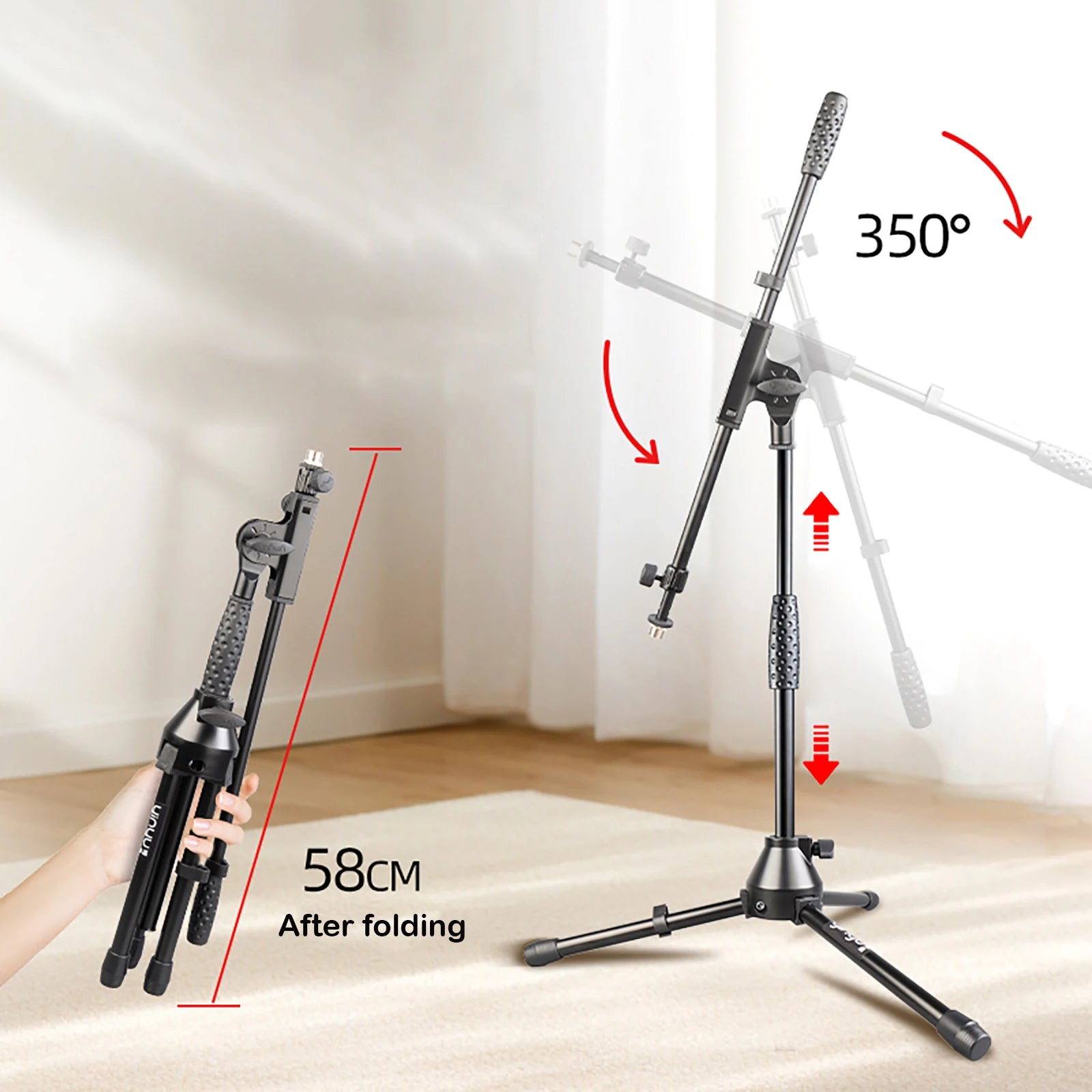 MS001T Yinyu DDP RTS Adjustable Boom Microphone Stand Telescopic Boom 48-87cm Metal Base for Studio & Stage