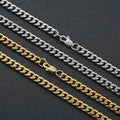 Hip Hop Cuban Link Thick Miami Curb Chain Stainless Steel 18K Gold Plated Necklace for Men