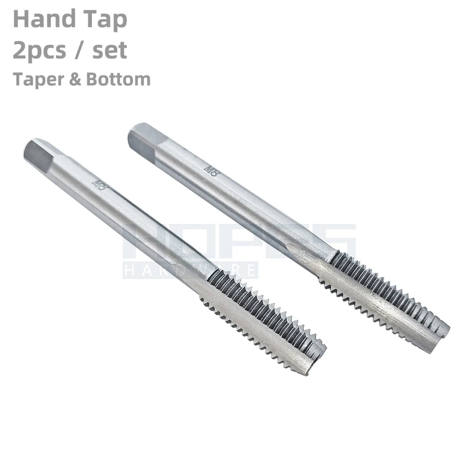 2pcs Taper and Bottoming Manual Hand Taps Set for Metric Thread M2 M3 M4 M5 M6 M8 M10 M12 M14 M16 M18 M20 M22 M24 M27 M30 to M76