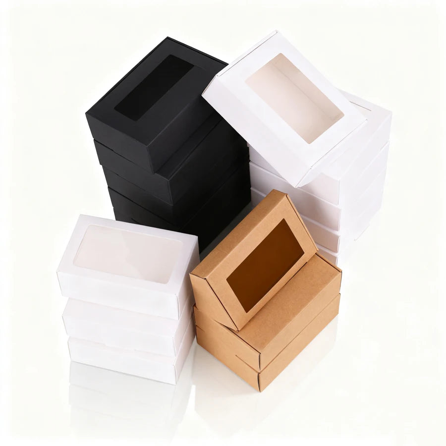 Customized Black PVC Window Candy Box with Glossy Lamination Elegant Wedding Guests Package with Free Sample
