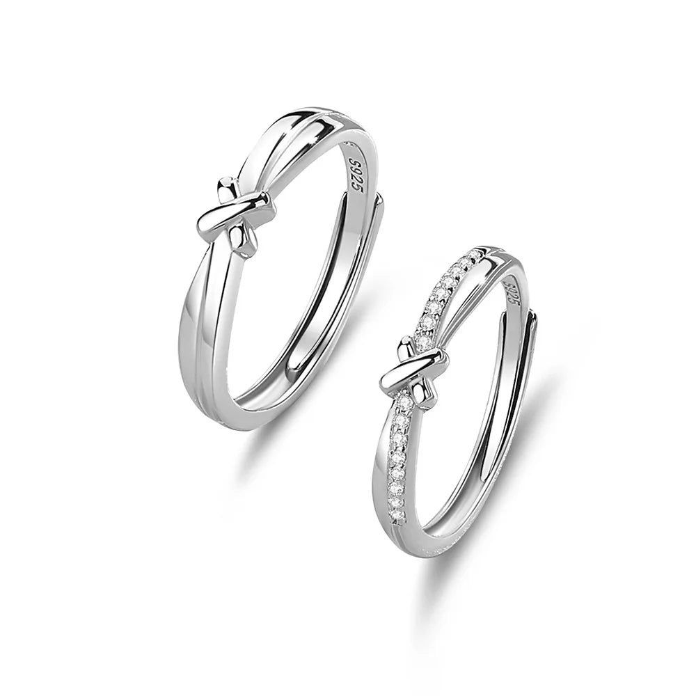 FDJZ-283 Fashion Silver Simple Design Couple Rings for Men Women Adjustable Open