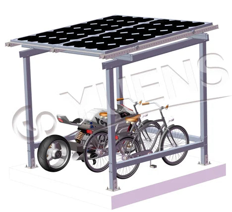 TUV Certified AL6005-T5 Solar Carport Mounting System | Waterproof Bike Shelter Racking Structure | 12-Year Warranty