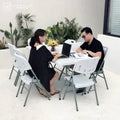 Modern White HDPE Folding Plastic Chairs and Rectangular/Round Banquet Tables for Outdoor Dining Weddings