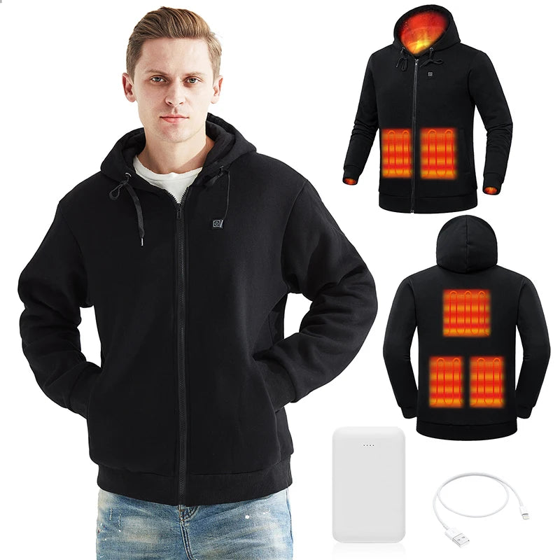 Electric Heated Hoodie USB Rechargeable Oversized Sweatshirt Fast Heating Winter Pullover for Men Women Outdoor Use OEM ODM