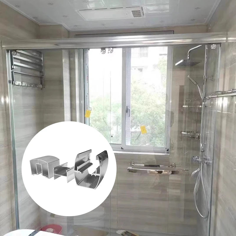 Minimalist Shower Enclosure Profile with Narrow Aluminum Frame Bathroom Partition Aluminum Track Assembly