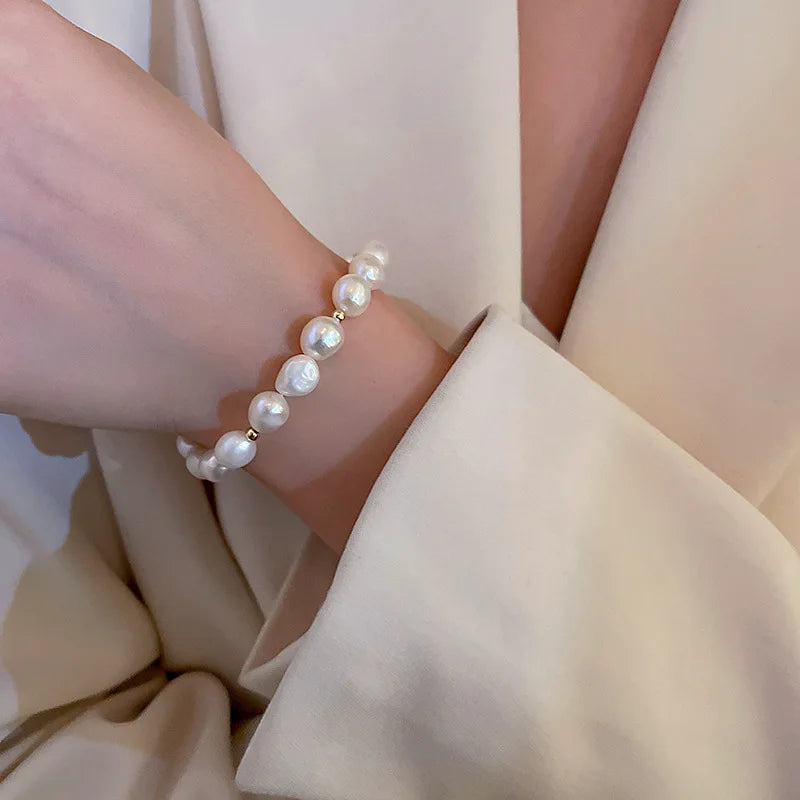 Fast Delivery 100% Nature Freshwater Pearl Bracelet Different Baroque Pearl Adjustable Bracelet for Women