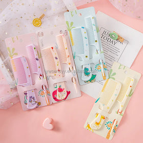 Fashion Cartoon Printed Colorful Plastic Hair Brush Combs Kids Children Cute Comb Sets Hairdressing Tools
