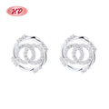 Fine Jewelry Cc Shaped 925 Sterling Silver Cubic Zirconia Jewelry for Women