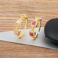 QIKU Geometric Square Rhinestone Adjustable Rings Cubic Zirconia Copper Opening Jewelry Accessories Gift Wholesale Dropshipping