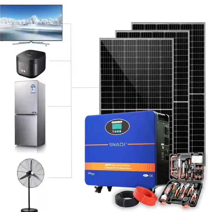 SNADI Whole House 110V 220V 1000W 2KW 3KW 5KW Portable Solar Generator Solaire Lithium Battery 48v 100ah Solar Power System