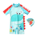 Summer Children's Swimsuit Boy One-Piece With Hat Swimsuit Long Sleeve Beach Sunscreen Kid Swimming Clothing