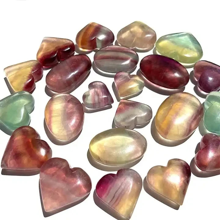 Crystal Palm Stone Wholesale Natural Crystals Healing Gemstones Polished Rainbow Fluorite Palm Stone for Sale