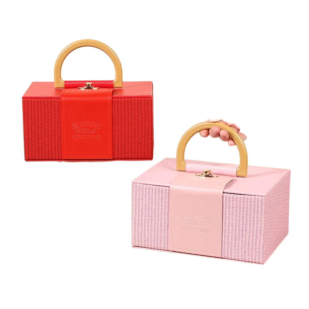 Recyclable Elegant Portable Customizable Shape Gift Box with Handle for Weddings Nail Polish Oil & Blush Cosmetic Packaging