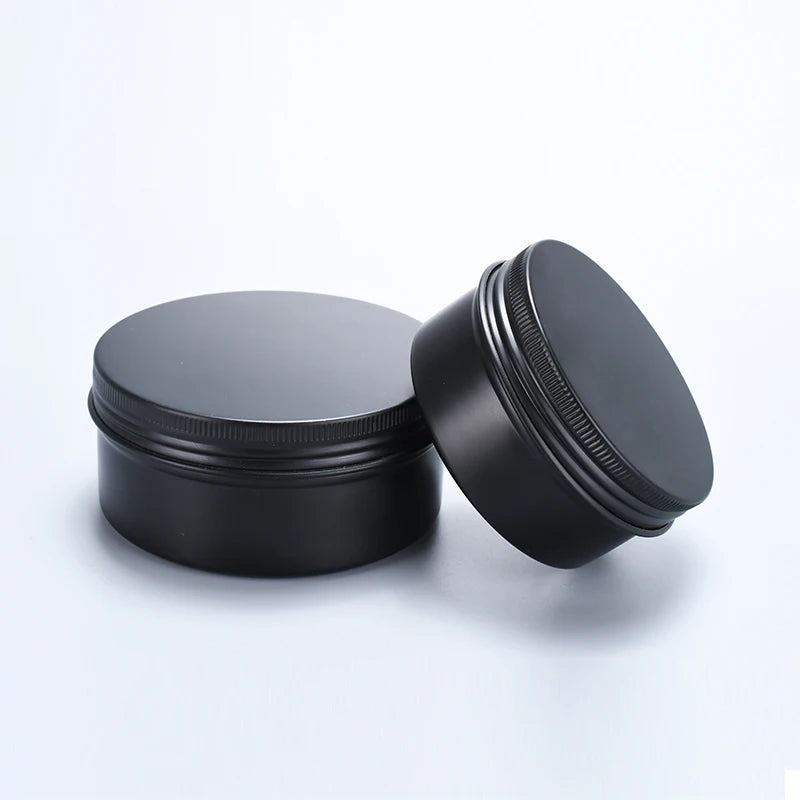 5g 10g 15g 30g 50g 60g 100g Beard Oil Hair Wax Skin Care Cream Empty Round Black Aluminum Jar