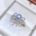 R766 8-9mm Natural Freshwater Pearl Ring Accessory 925 Sterling Silver Adjustable Size Engagement Jewelry Ring for Women