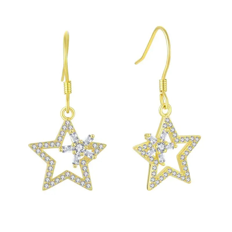 Fashion 925 Sterling Silver Star Heart Simple Trend Versatile Stud Earrings for Women