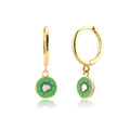 FUAMAY Novedades 2022 Summer Fruit Pendientes De Colores De Ley 925 Green Enamel Kiwi Fruit Hoop Earrings