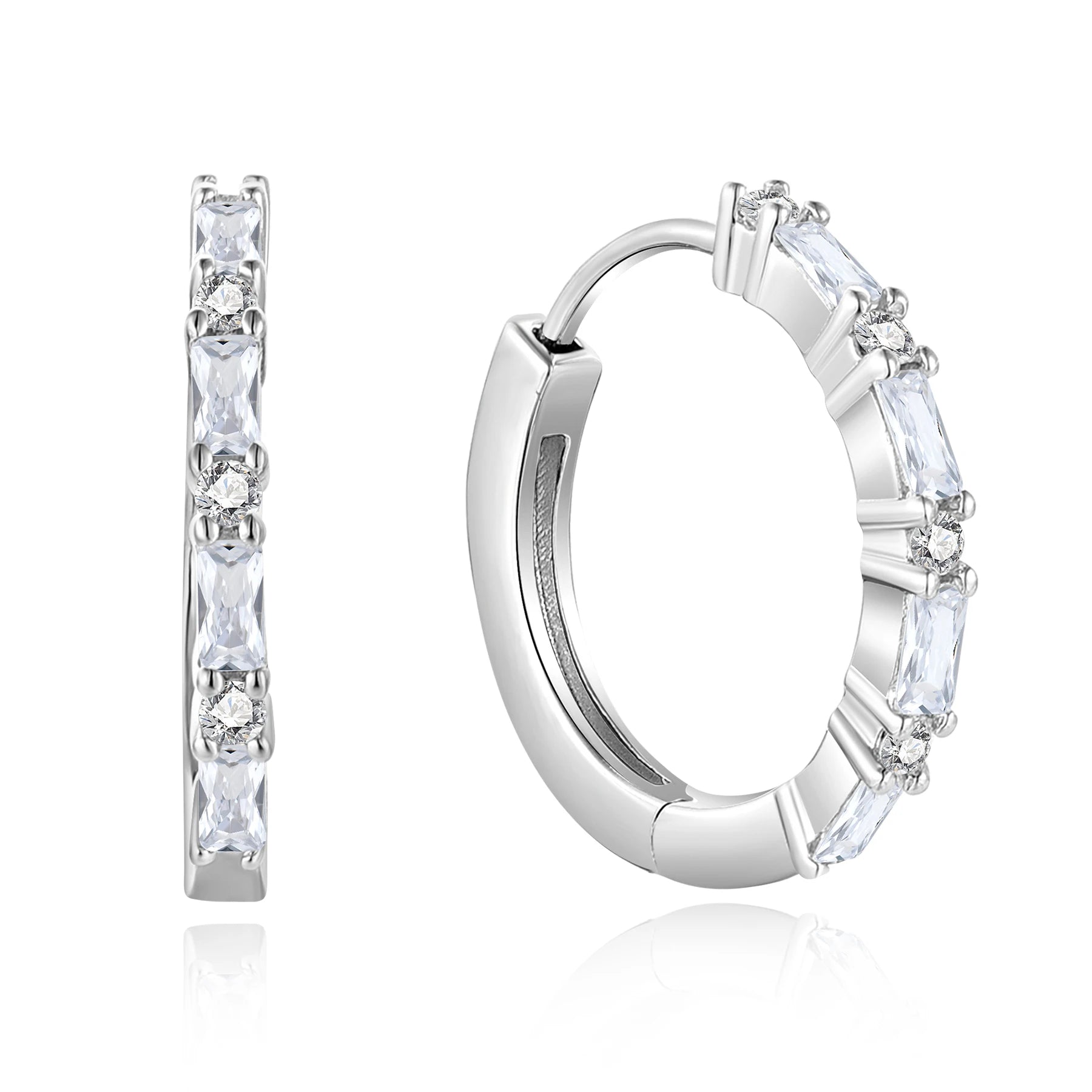 QX Custom OEM Vintage INS Minimalist Trendy 925 Sterling Silver Gold Zircon Fine Jewelry Huggie Hoop Earring Wedding Gift Party
