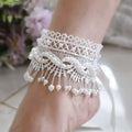 Jachon New Bridal Accessories Foot Ornaments Tassels Pearl Anklets Handmade Beach Shoes Accessories