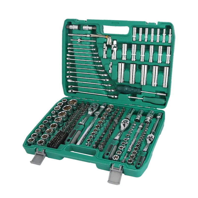 Set of 216pcs Hand Mechanic Socket Ratchet Wrench Combination Tool Kits 216 in 1 Repair Tools for Cars Motorcycles and Bicycles