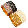 New Fashion Luxury Simulation Colored Rhinestone Pearl Opening Bracelet 2-piece Set for Women Dance Party Show Hand Jewelry