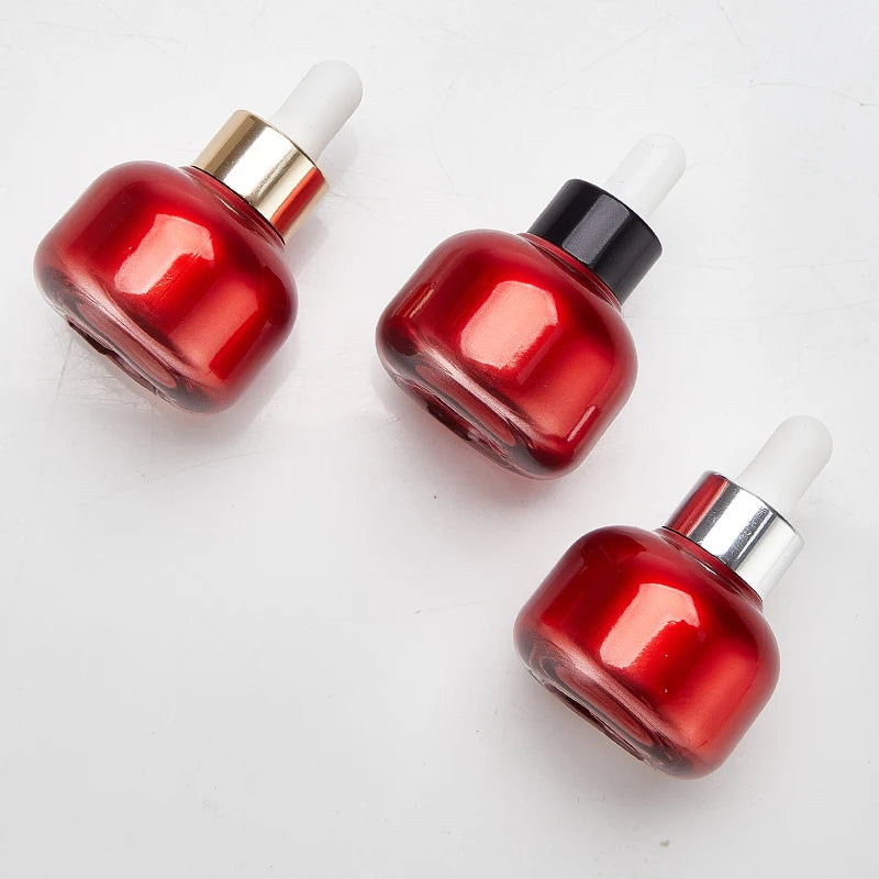 20ml Red Unique Glass Essential Oil Dropper Bottle with 20mm Neck and Customizable Cap