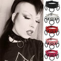 Ladies  Pu  Leather Gothic Chains  Western Punk Style Large O-ring Pendant Clavicle Collar Women Harajuku Choker