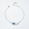RINNTIN SWB02 Fashion 925 Sterling Silver Bracelet with Crystal Charm Butterfly Rhodium Plated Bangles for Parties Engagements