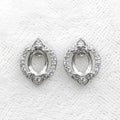Sterling Silver 6*8mm Semi Mount Stud Earrings Empty Support Blank Claws Setting S925 Base Without Center Stone for DIY Inlay
