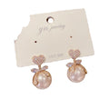 GT Creative Heart Pearl Heart White Zircon Drop Bow Earrings Love Heart Bowknot Pearl Women Earrings