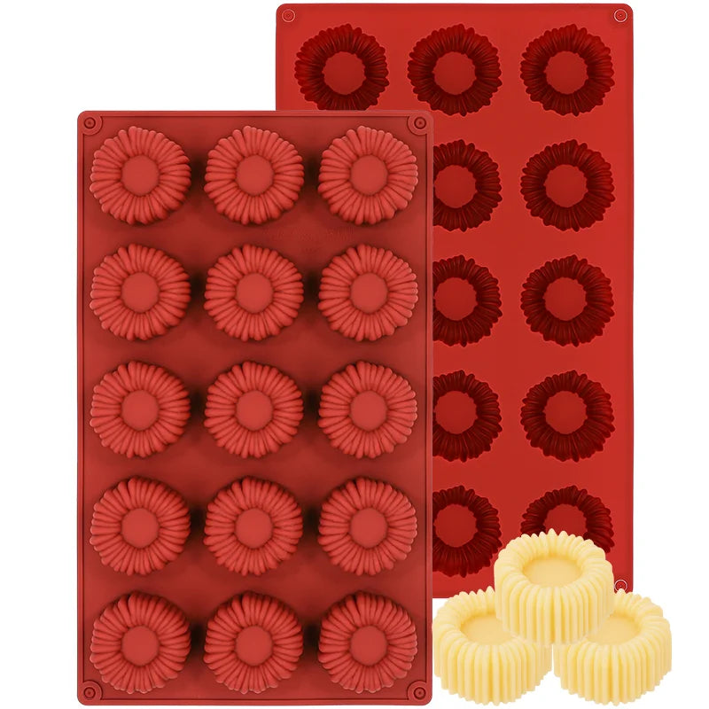 SILIKOLOVE Factory 15 Cavity Flower Cake Maker LFGB Platinum Non Stick BPA Free Silicone Mousse Cake Molds