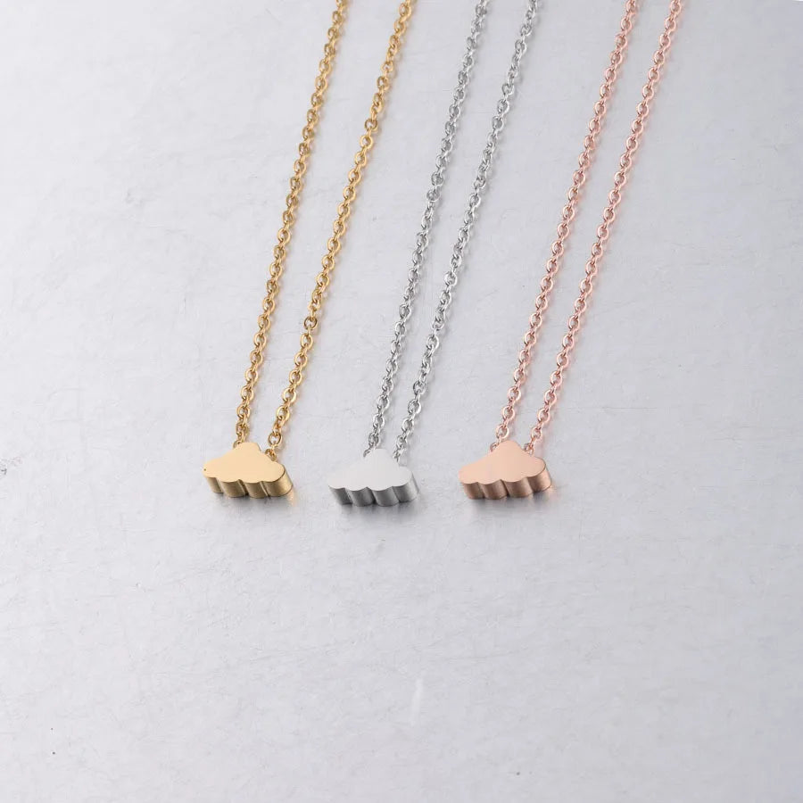 Hot Sale Stainless Steel Small Clouds Pendant Clavicle Chain Necklace with Beads Fashionable Gift for Men and Women