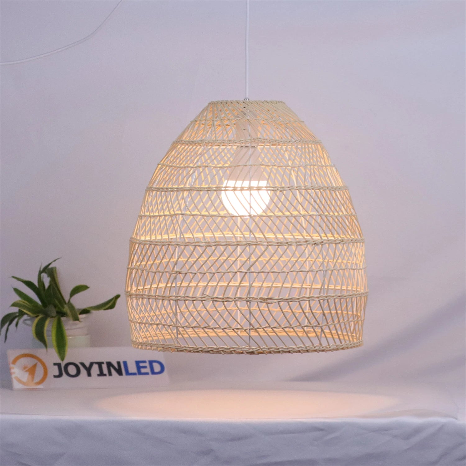 Joyinled Rattan Woven Handmade Pendant Light 13.8" 20.8" Kitchen Island & Living/Dining Room Hanging Lamp