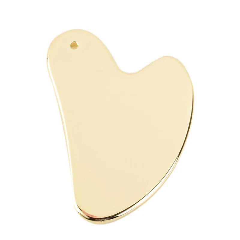 DIY Heart Shape Stainless Steel Massage Tools Beauty Facial Massage Gua Sha Face Tool Steel Golden Guasha Tool
