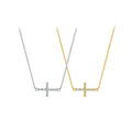 FUAMAY Dainty Woman Cross Pendant Necklace Trendy Baguette Stone Jesus Crucifix Rhodium Plated Zircon for Wedding