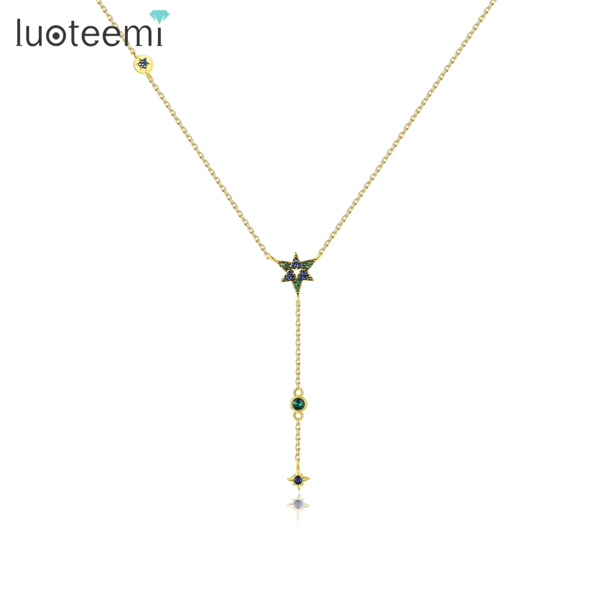 LUOTEEMI Star Multi Layer Necklace Cute Long Pendant Necklace Gold Plated for Girls Factory Wholesale