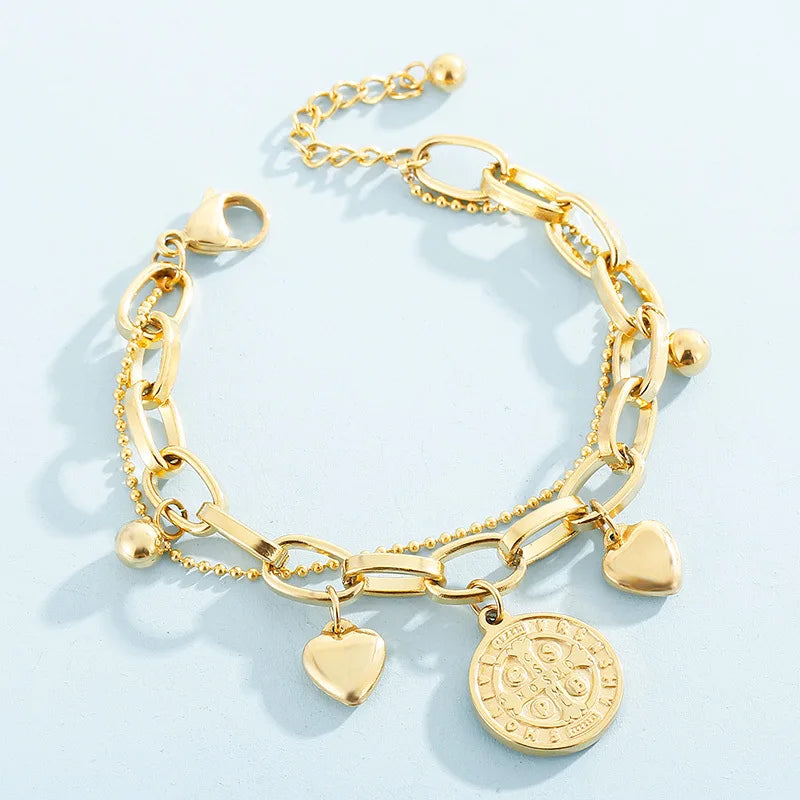 18k Electroplated Stainless Steel Bracelet Creative Personality Versatility Love Sweetness Fashion Jewelry Bracelets