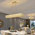 Golden Long Crystal Restaurant bar Chandelier Duplex Building Lustre Illumination Lighting