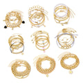DAIHE 2023 Wholesale New Bracelet Gold Color Link Shiny Chain Bracelet Set Bangle Jewelry Trendy Women Girls