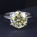 Abiding Jewelry Rose Gold Custom Plated D Yellow Color Diamond 925 Sterling Silver Round Solitaire 5 Carat Moissanite Ring