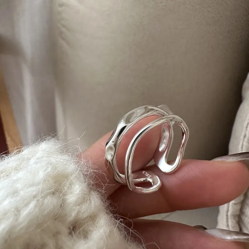 Wholesale Double Layer Open Rings for Women 925 Sterling Silver Girl Rings Fine Jewelry