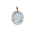 Oval Medal Cross Pendants Women Metal MOP Sea Shell Pearl Charms for Jewelry Making Trendy Accessory Wholesale