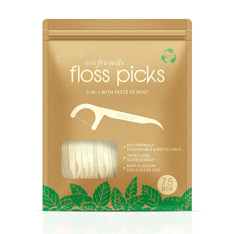 75-Packs Eco-Friendly Mint Flavor Dental Floss Picks Biodegradable PLA Corn Starch Teeth Cleaning Tool