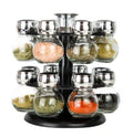Spice and Herbs Storage Containers Bottle Rotating Spice Jar Rack Set with Plastic Revolving Storage Holder Stand