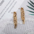 Minimalist Long Statement Dangle Chain Earring Jewelry Women Front to Back Stainless Steel Metal Gold Cuban Chain Link Earrings
