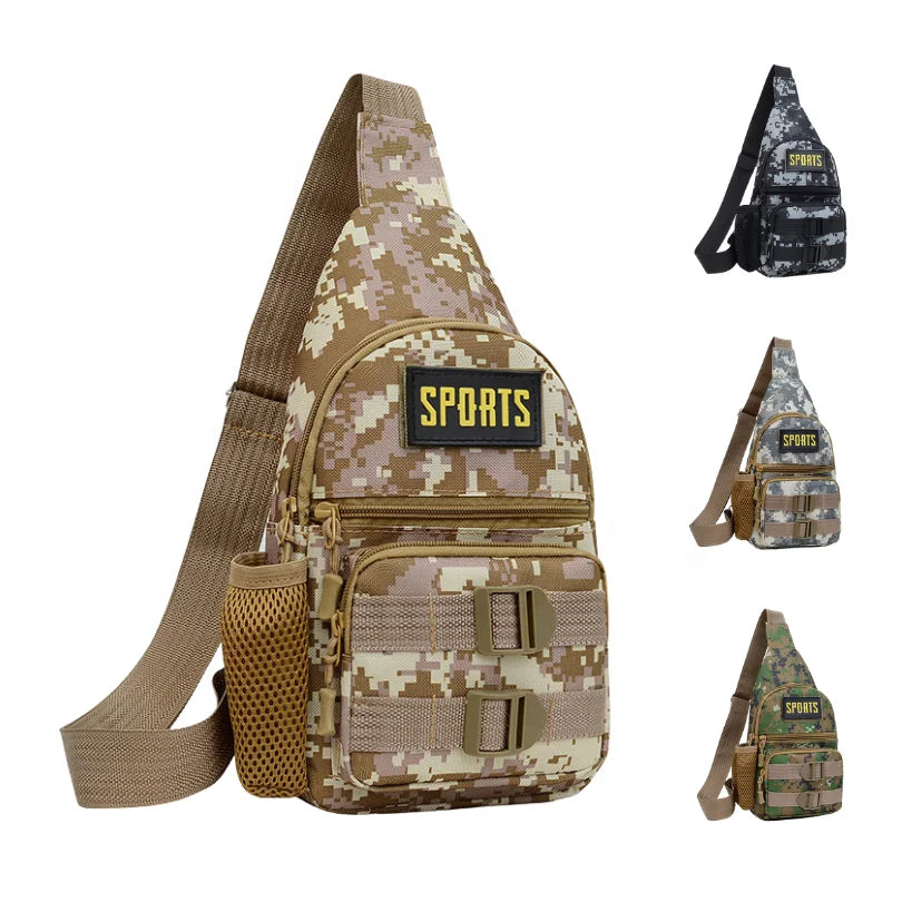 Hot Selling Leisure Oxford Waterproof Tactical Sling Bag Water Bottle Holder Outdoor Cool Custom Logo Chest Bag