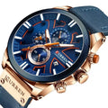 CURREN 8346 Man WristWatch Chronograph Calendar Sport Men Watch   Top New Luxury Blue Genuine Leather Male Clock Gift